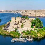 High dam Philae island and unfinished obelisk